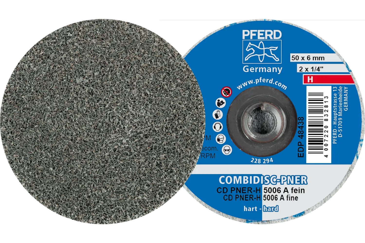 Picture of Pferd CombiDisc® Unitized Disc, 2" Dia, Type CD, Fine, Hard, 8AM, Aluminum oxide